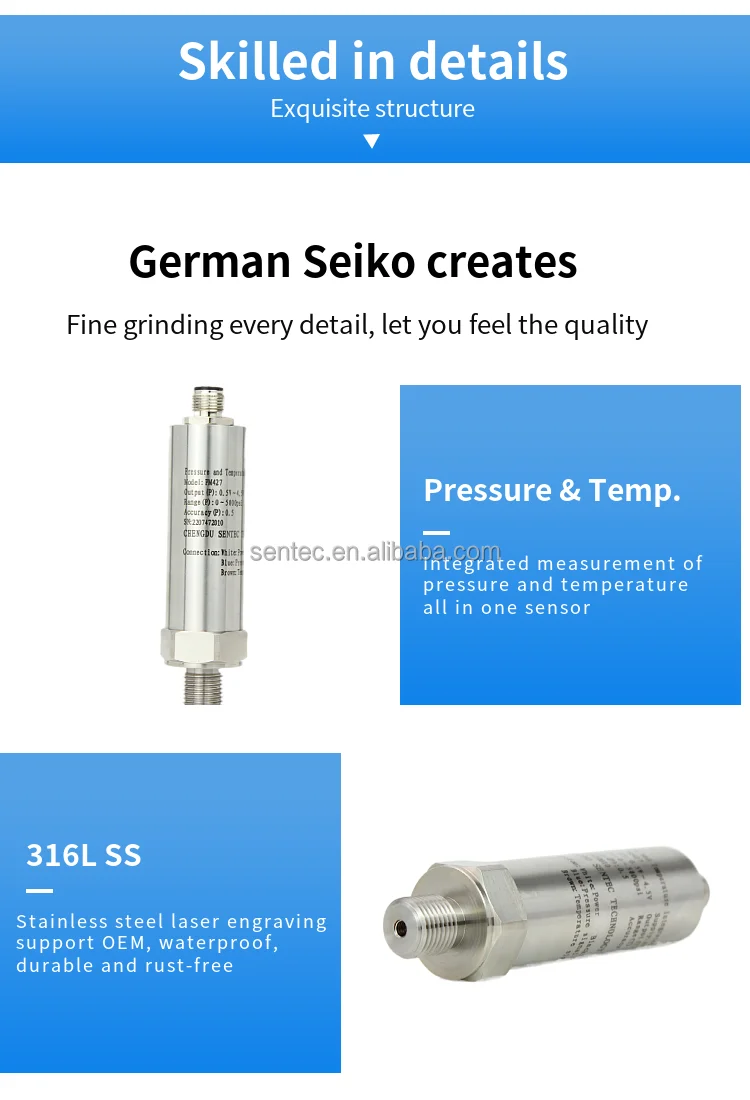 Sentec Temperature And Pressure Transducer Hydrostatic Industrial Absolute 0 10mpa Air 4 20ma 1447