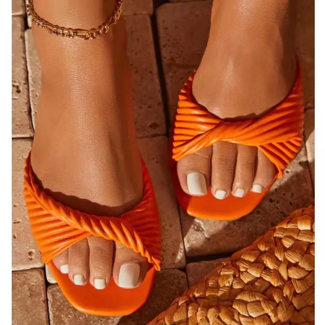 2023 New Arrival Large Size Women Wholesale Flat Solid Color Fashion Casual  Sandals Outdoor Beach Open-toed Square Head Slippers - Buy Women Fashion  Design Streetwear Slim&sexy Fit Elegant Formal Style Evening Party