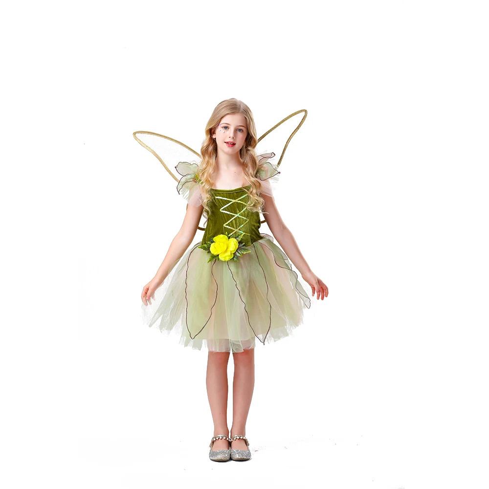 On Children's Day, Girl in a Princess Costume Puffy Dress Performed a  Forest Flower Fairy Dress With Wings Cosplay