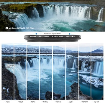 Neewer MRC ND Filter for Camera Lens,Variable Neutral Density Adjustable Filter ND2 to ND400 with Multi-Layer Coating,Ultra-Slim detail image