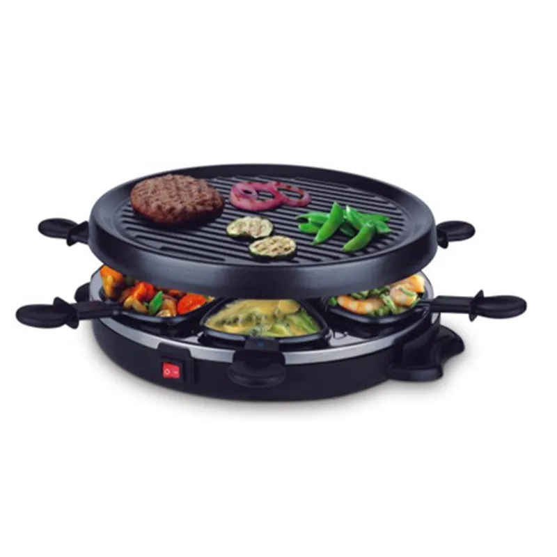 HOOMEI Raclette Elettrica Barbecue 6 padellini 800 watt Raclette 6 Grill  Party