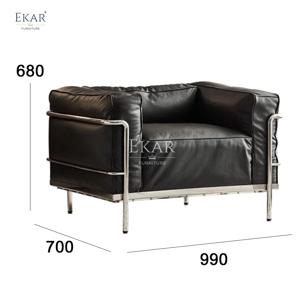 product modern stainless steel frame sofa down and pu leather set for living or hotel wood foam padding for living room furniture-64