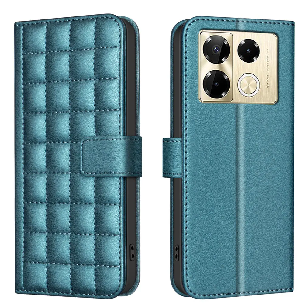 Checkered Pattern Pu Leather Mobile Case With Card Slot Holder Wallet Handbag Cover For Infinix Note 40