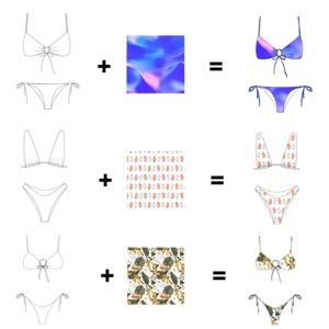 2026 Hot Neon Quick-Dry Beachwear for Women Floral Solid Print Sheer Mesh Bikini Set Asymmetric Top Thong Bottom Pearl Details