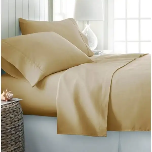 Wholesale Wrinkle Free Hypoallergenic 4pcs Double 200TC Microfiber  Seersucker Polyester Bed Sheet Set details