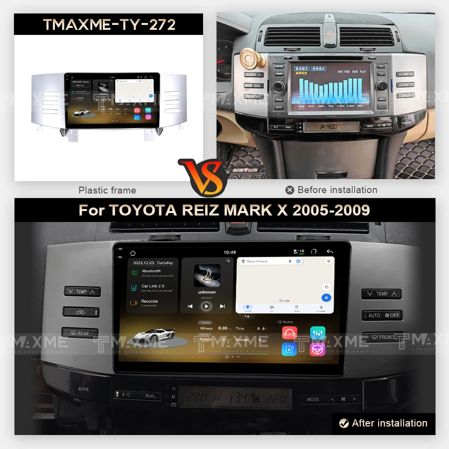 High Quality 9" Car Android Auto DVD Player for Toyota REIZ MARK X 2005-2009 Headunit Video Touch Screen Multimedia