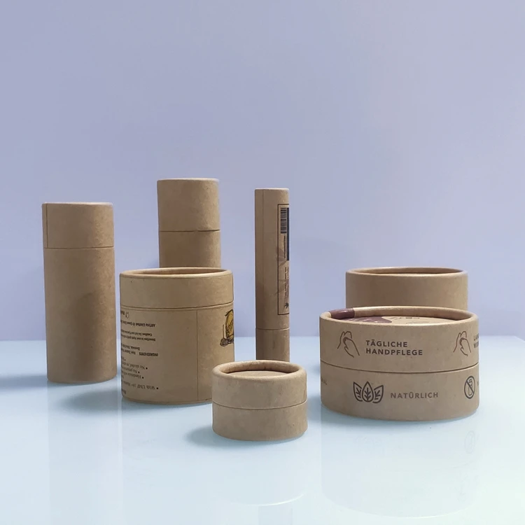 Custom design mini eco friendly kraft paper deodorant stick container lip balm tube twist push up lip stick paper tube