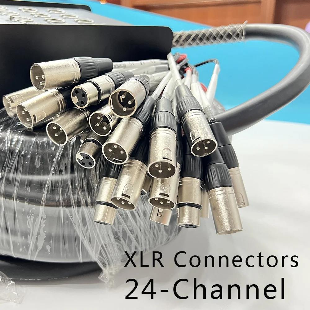 High Quality Profesional Multicore 24 Channel 3 Pin Male to Female Xlr Y Splitter Microphone Audio Snake Cable With Stage Box