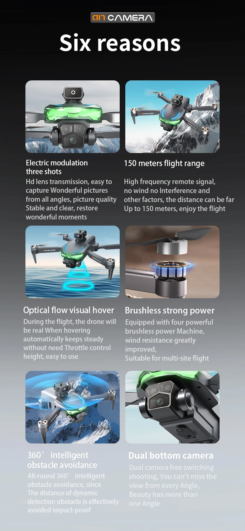 A17 Cheap Brushless Drone With Camera 4k 480p One Key Landing Optical