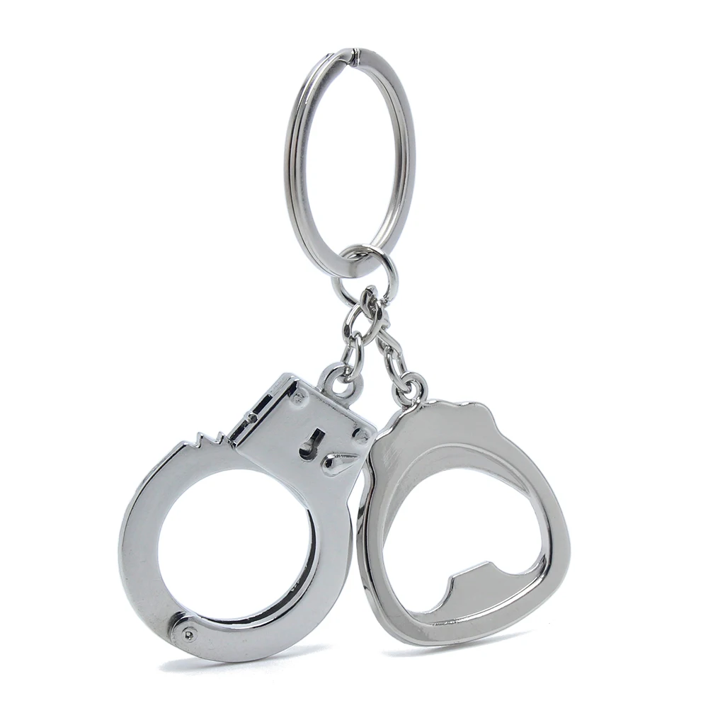 Portachiavi Con Apribottiglie In Acciaio Inossidabile - Mini Manette, Regalo Simpatico - 3