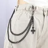 Cross pendant double-layered pants chain, black