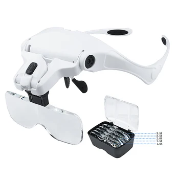 MASSA Multifunctional Headband Magnifying Glasses LED Lamp Head Lamp Magnifying Glass Optical Glass Repair Magnifier