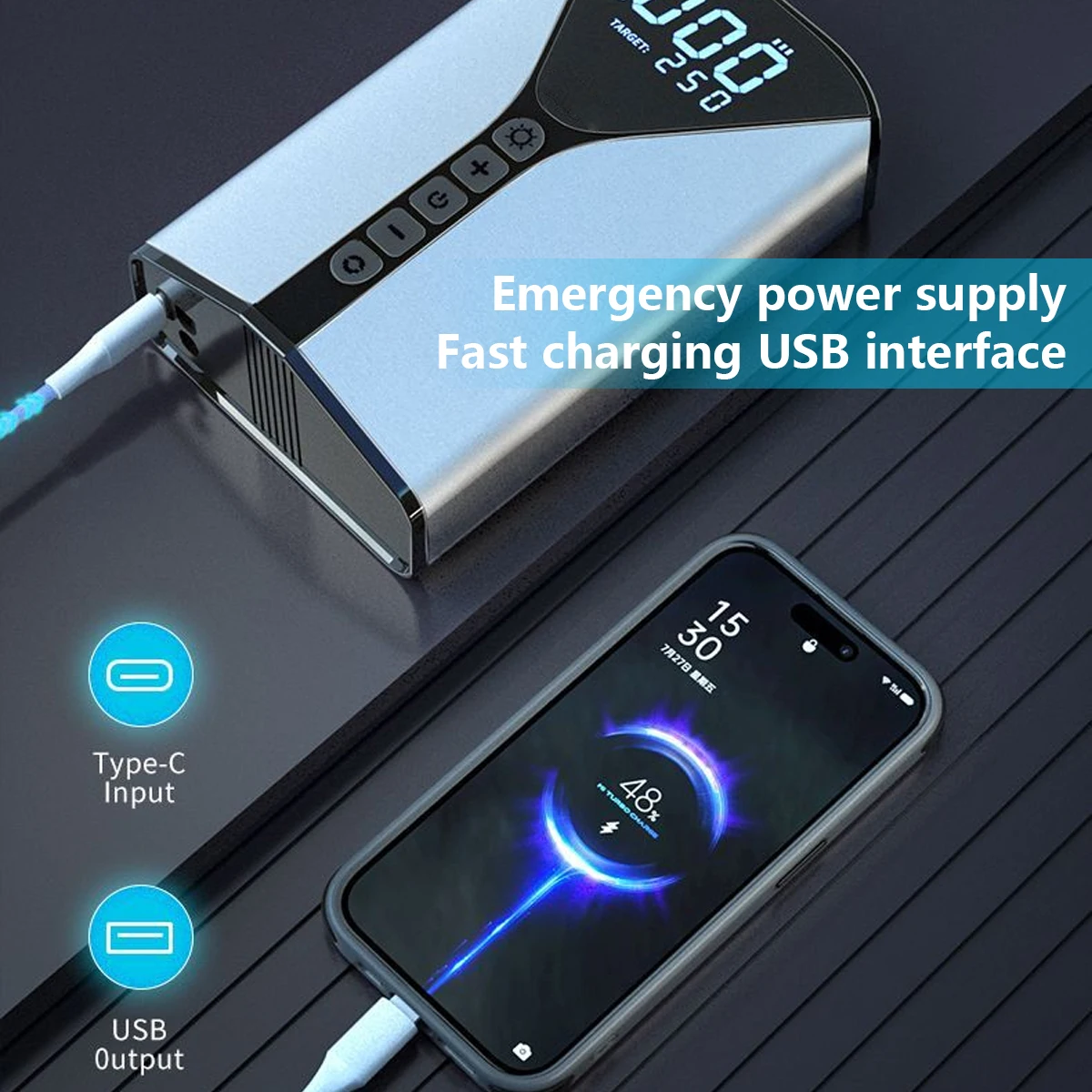 PCMOS Air Compressor With Car Jump Starter Auto Starter Emergency Jump Booster Starter Tire Inflator Air Pump - view 6