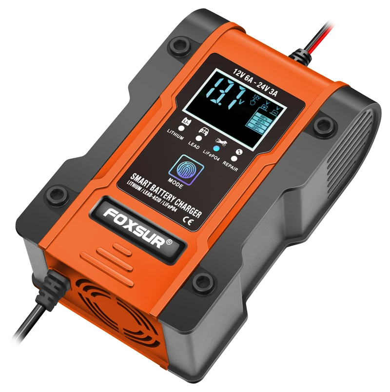 Foxsur 12v 24v 6a自動スマートバッテリー充電器 Gel Wet Agm 12 6vリチウムlifep4lipo用7ステージカーバッテリー充電器 Buy 自動スマートバッテリ充電器 車のバッテリー充電器 Product On Alibaba Com