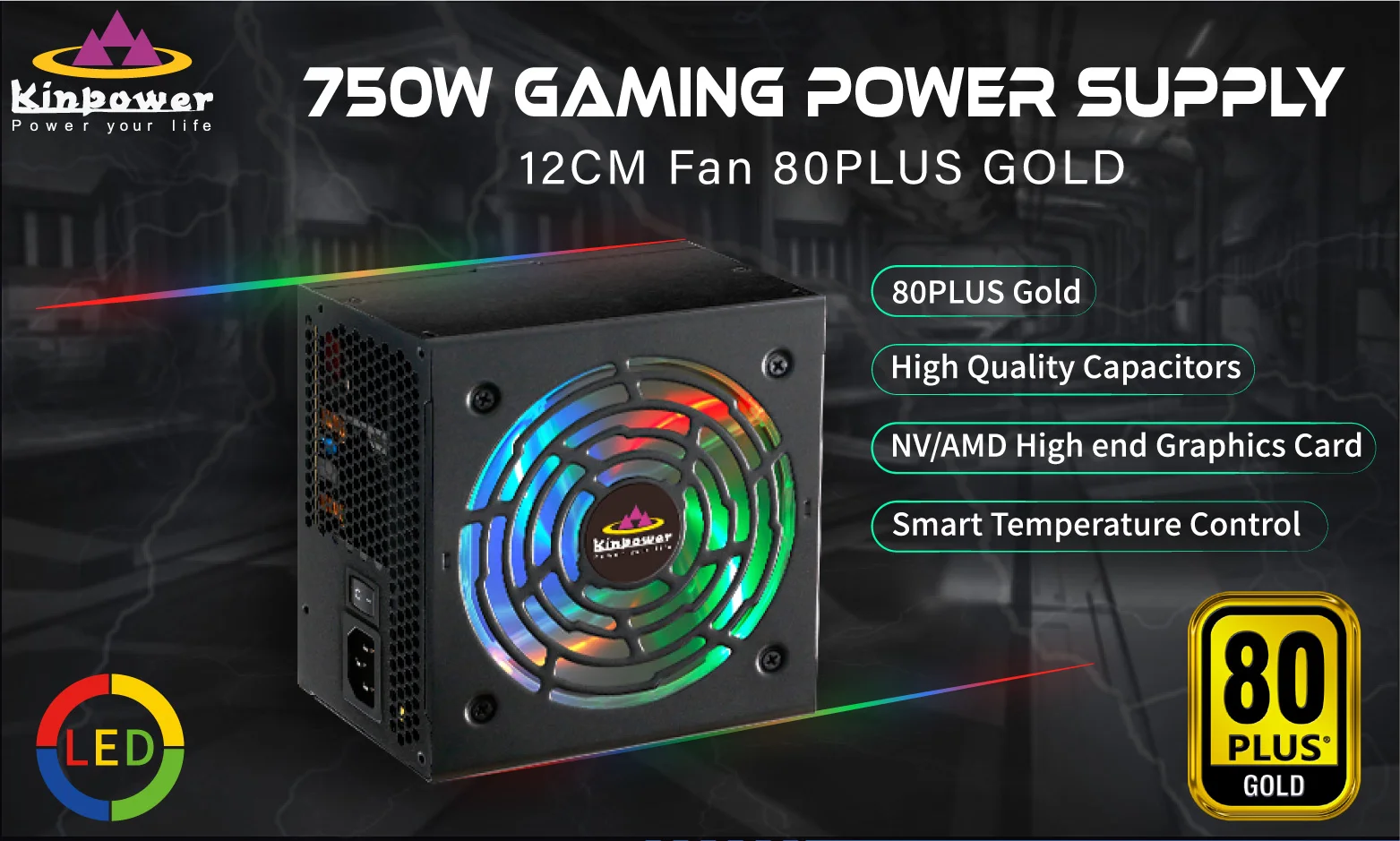 Newest Pc Power Supply 750w 80plus Gold High End Gaming Atx Pc Power
