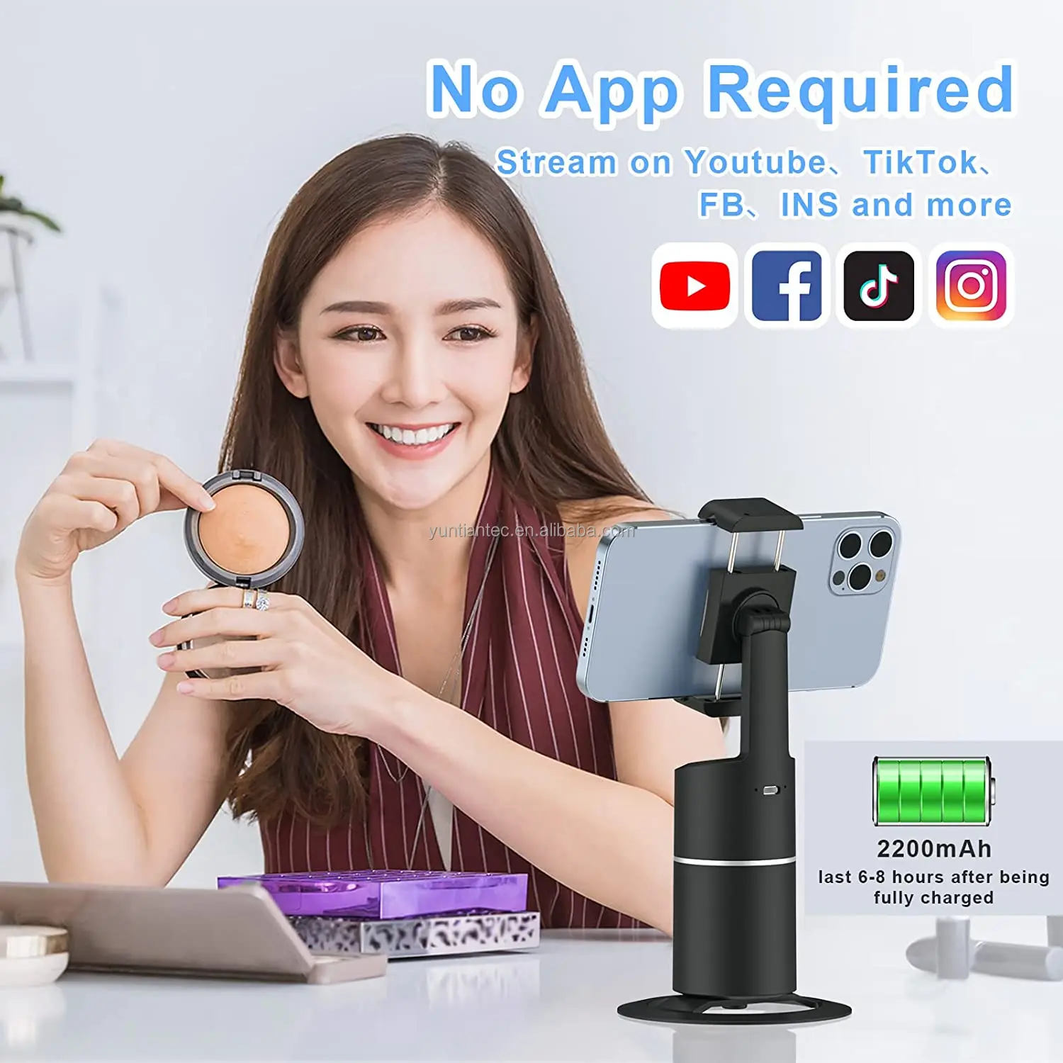Low Moq 360 Degree Ai Tracking Holder 3 In 1 Cell Phone Selfie Stick