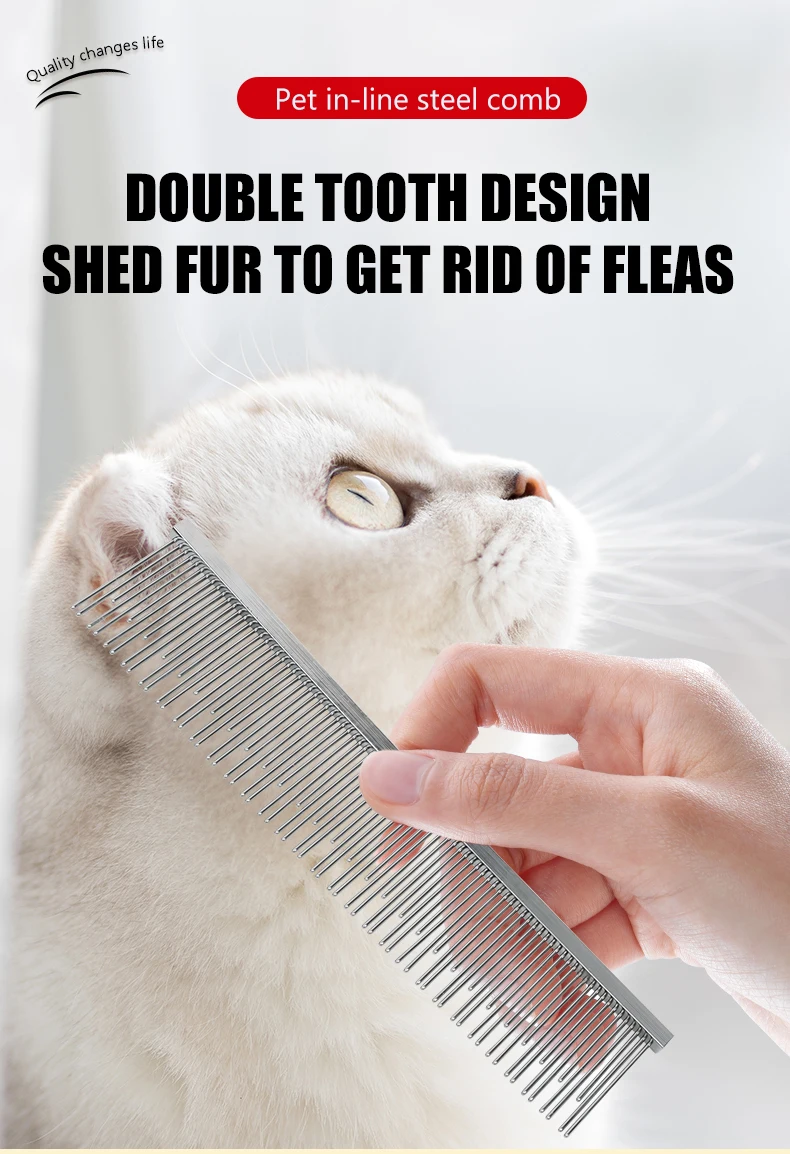 Factory Wholesale Stainless Steel Cat Pin Hair Comb Metal Dog Pet Grooming Comb