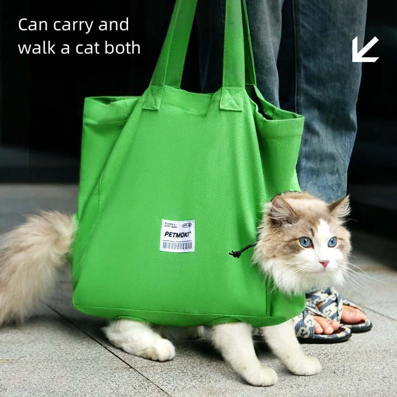 Green Canvas Breathable Small Cat Tote Bag Portable Luxury