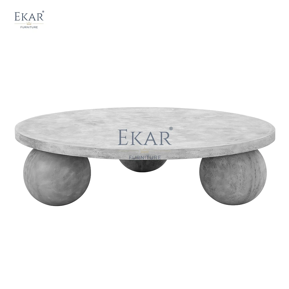 Modern Style round Cement Outdoor Coffee Table Innovative Wood Garden Sets for Hotels Parks Schools Apartments and Villas