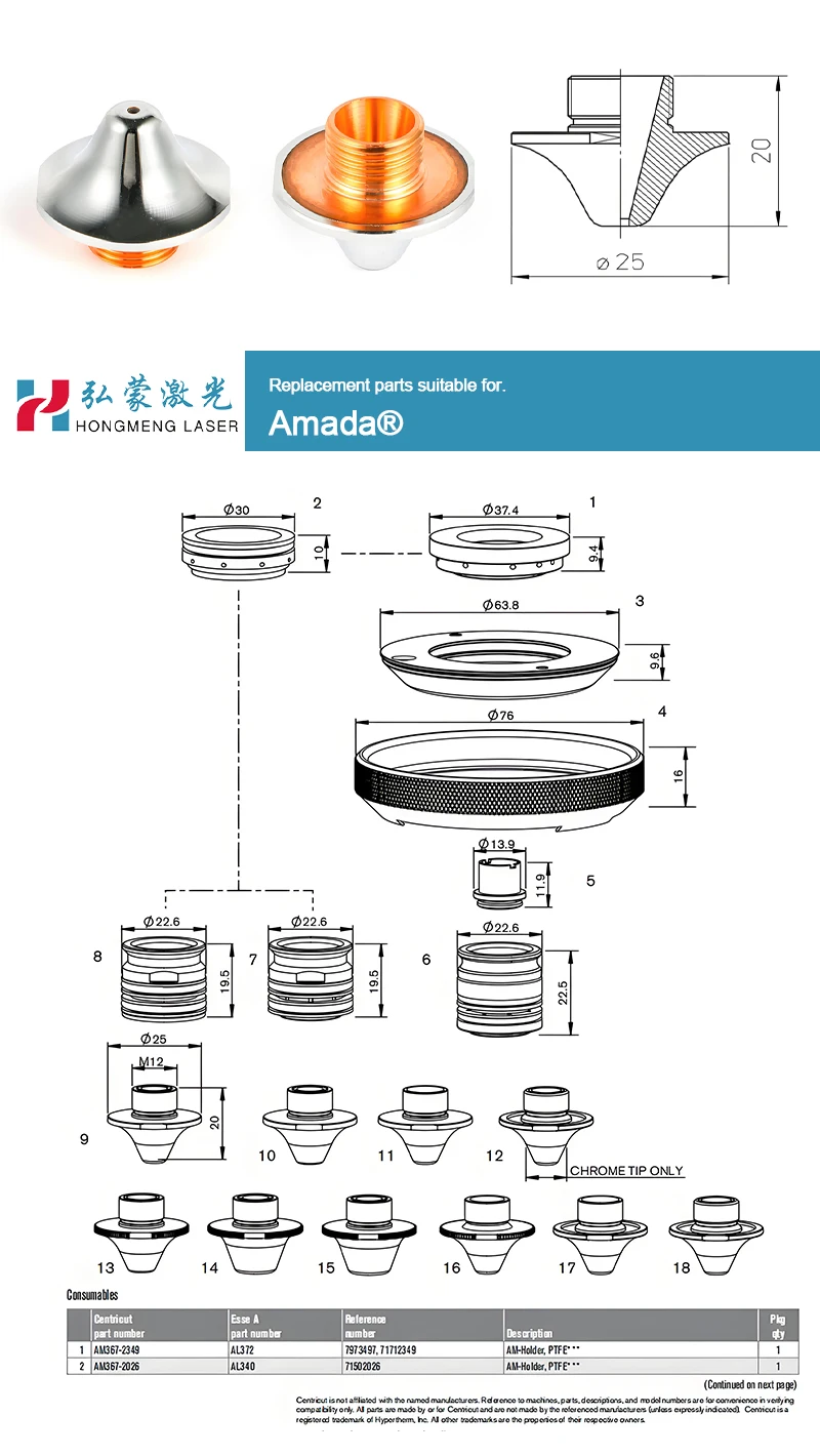 3000W Laser Cutting Machine Spare Parts New TR407-9421 TR407-9091 Fiber Laser Nozzles Competitive Price Head Nozzle for Machine
