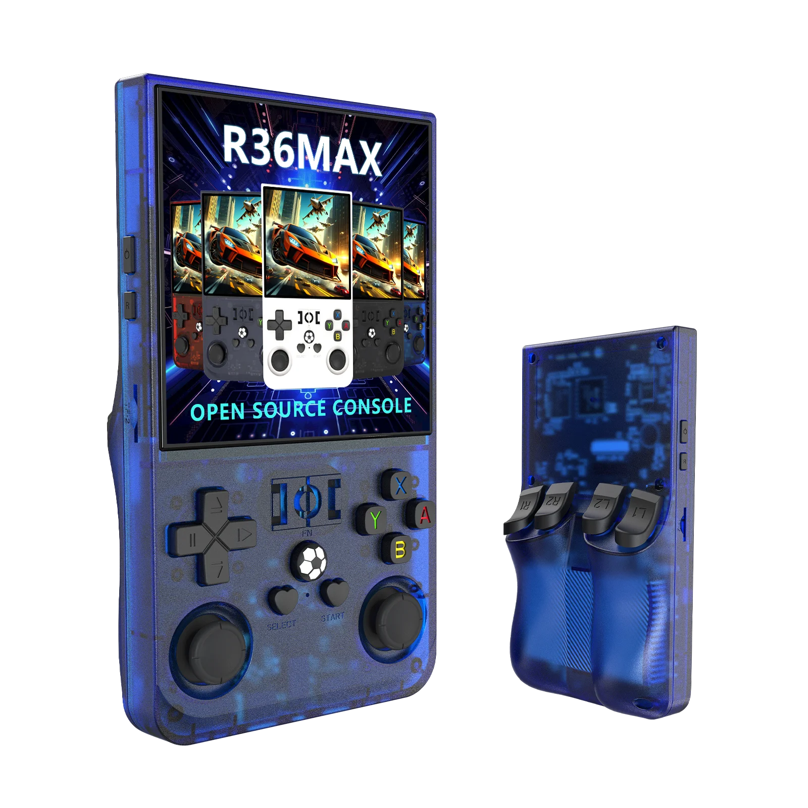 R36 Max Console Handheld Game Players 4inch IPS Screen Open