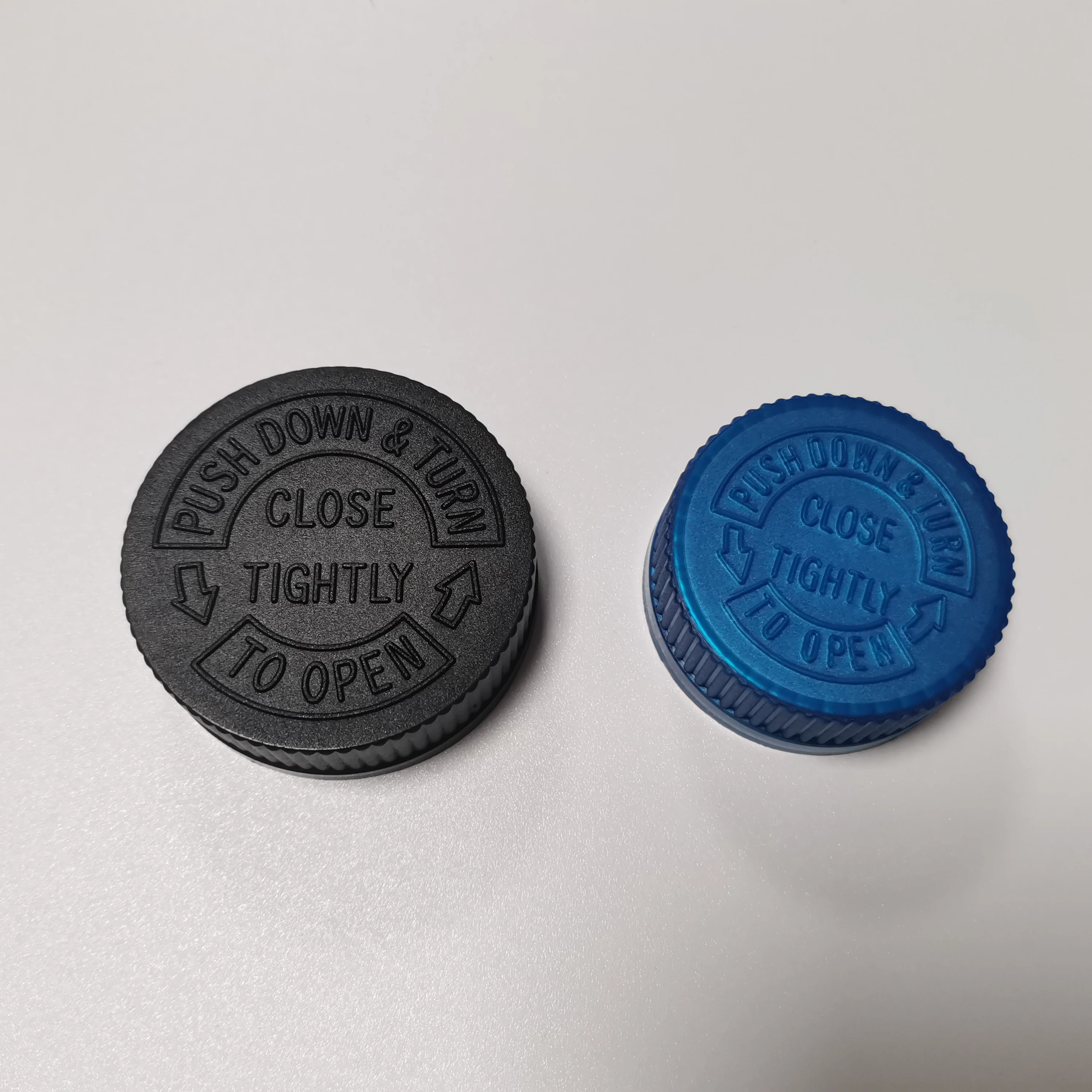 Child Proof Black Plastic CRC Screw Cap Child Resistance Cap for Bottle 20mm 24mm 28mm 33mm 38mm 45mm 53mm 63mm 89mm