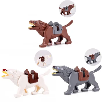 Top Seller Wolf Cavalry Mini Figure Cartoon Animal Lord of Ring Beast Mounts Building Blocks Kids Gift Assembled Toy