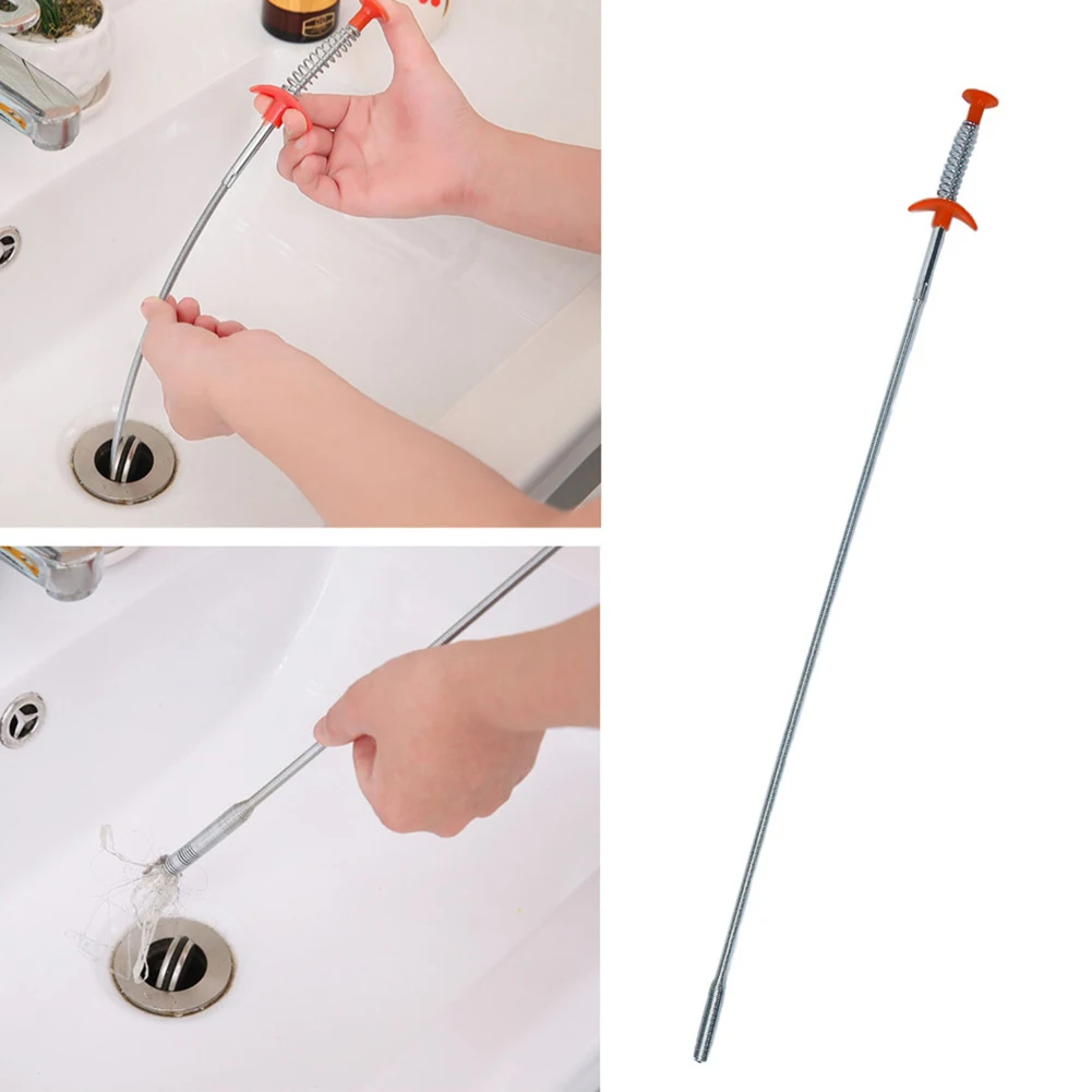 60/160/300cm Spring Pipe Dredging Tools,Drain Snake, Drain Cleaner Sticks Clog  Remover Cleaning Tools Household for Kitchen Sink Color: White 60cm