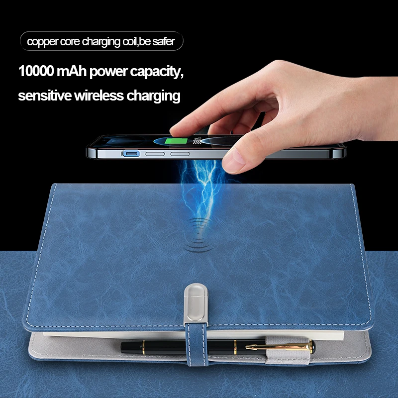 Custom VIP Diary Planner Notebook With USB Disk Built Calculator A5 Wireless Charger Power Bank Notebook Business Office