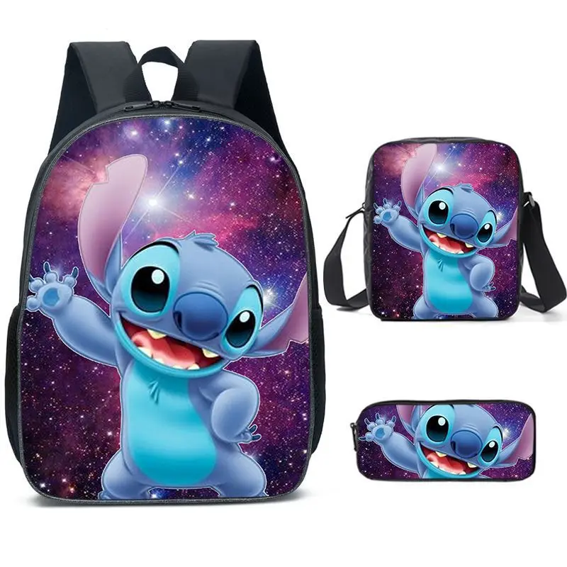 3pcs/set Stitch Plush Kids Backpack Stitch Print Kindergarten Pencil ...