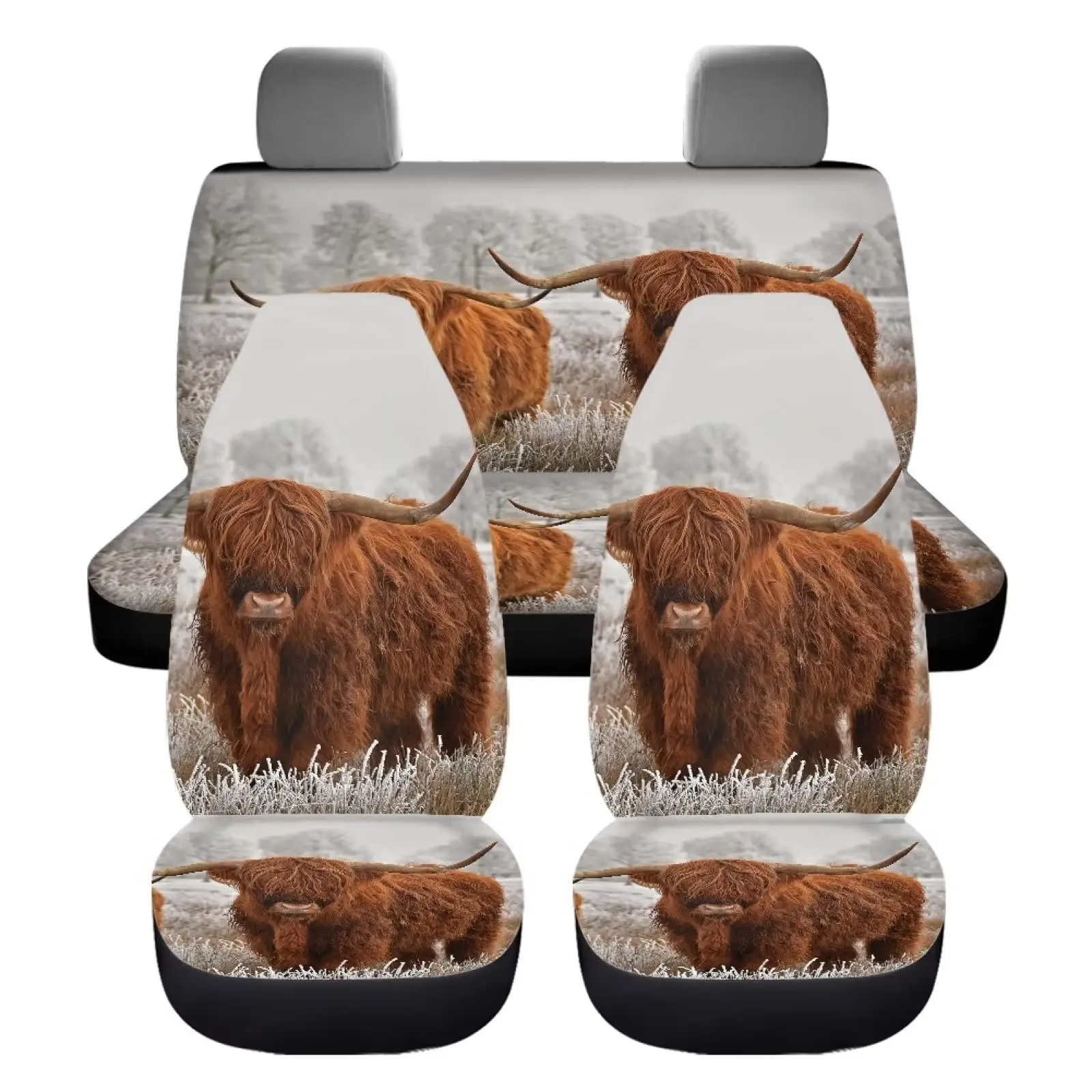 Brown Highland Cow Universal Cushion Car Seat Covers With Lowest Price