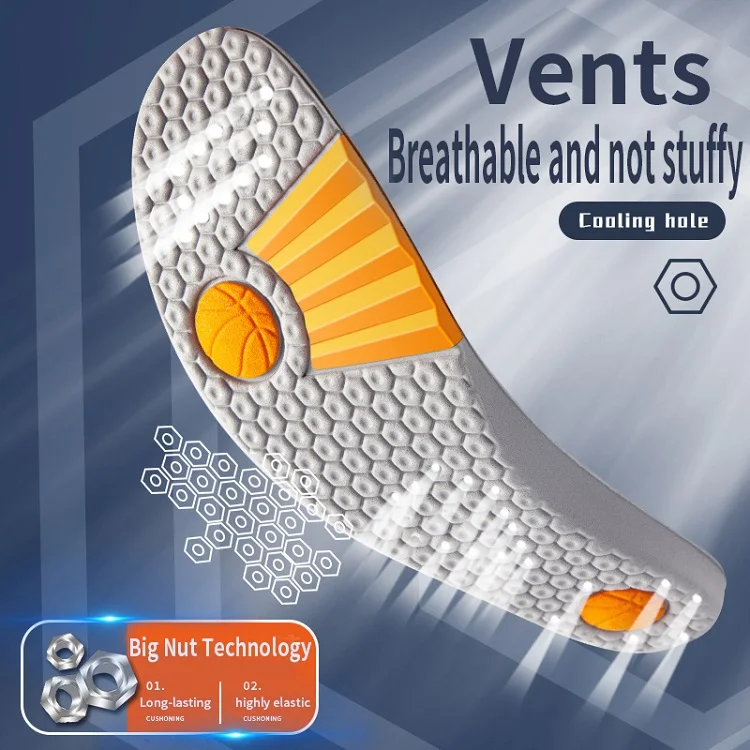 Memory Foam Sports Insole Big Nut Breathable Sweat-absorbing Shoes Pad Comfortable Shock-absorbing Basketball Running Insole