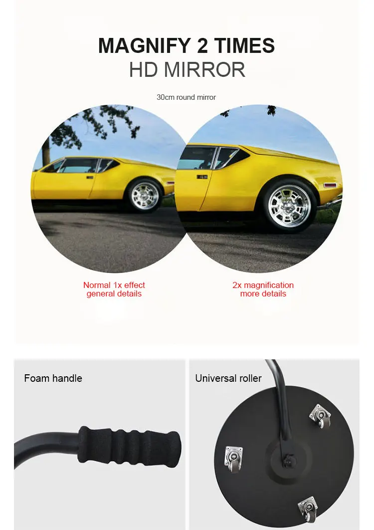 30cm V3 LED Under Vehicle Inspection Mirror High Effective Search Convex Mirror for Car