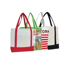 hot selling Canvas Cotton Bags Supermarket Shopping Bags OEMLogo Extra Large Capacity Beach Bag Splicing