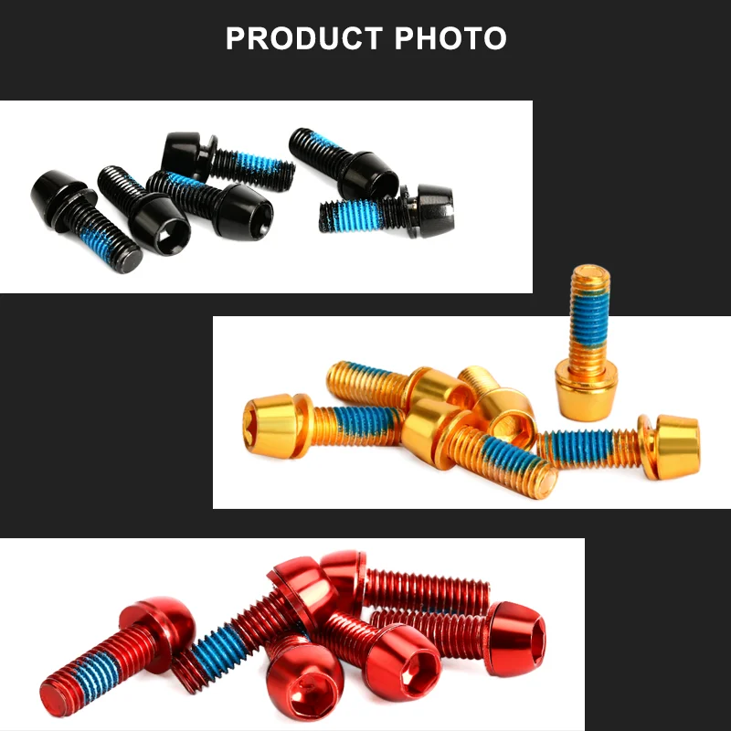 RIDERACE 6Pcs/Set Bicycle Disc Brake Caliper Bolt Clamp Fixed Screws M6*18mm Steel Mountain Bike Disc Brake Caliper Fixed Screw