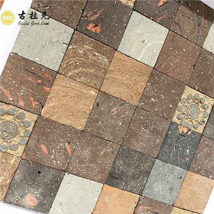 Medieval Style Stone Pattern Porcelain Mosaic Tile Mixed Color Ceramic Mosaic Tile Home Decor Material