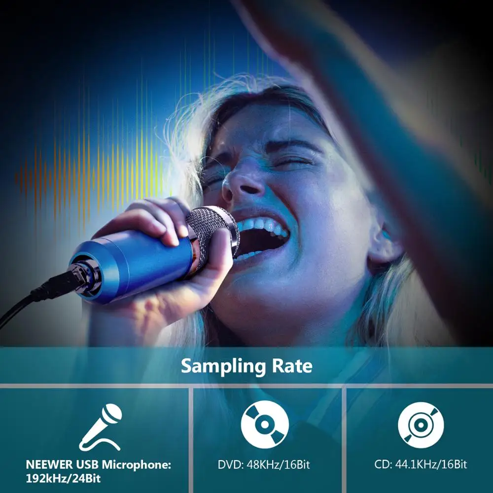 Microfono USB Neewer NW8000-USB, 192 KHz/24 Bit Supercardioide - Kit Con Braccio, Supporto Antiurto E Filtro Pop, Per Streaming E Podcast