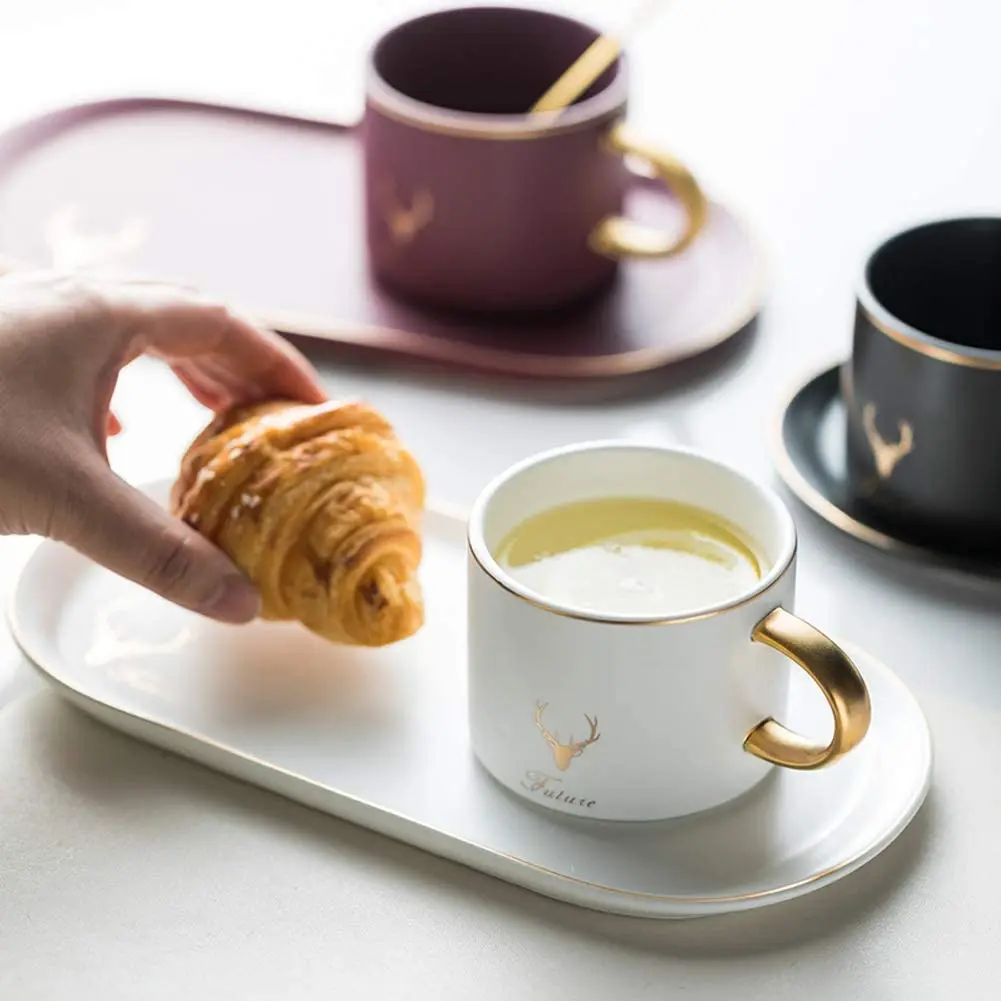 Home Office Use Nordic Style Tea Cups Saucer Set Ceramics Mug Coffee Cup Ceramics Espresso Cups Breakfast Mugs Dessert Plate