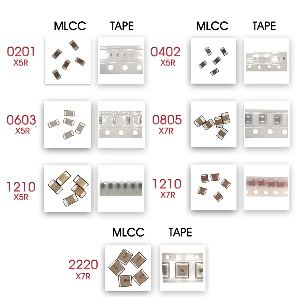 MY GROUP Electronic Components Multilayer Ceramic Capacitors Stock All Sizes 0.1PF~470UF Sizes 0201 0402 0603 0805 1206 1210