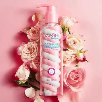 For SADOER New Arrival 200ml Marshmallow Body Lotion Niacinamide Hydrating and Moisturizing Body Care
