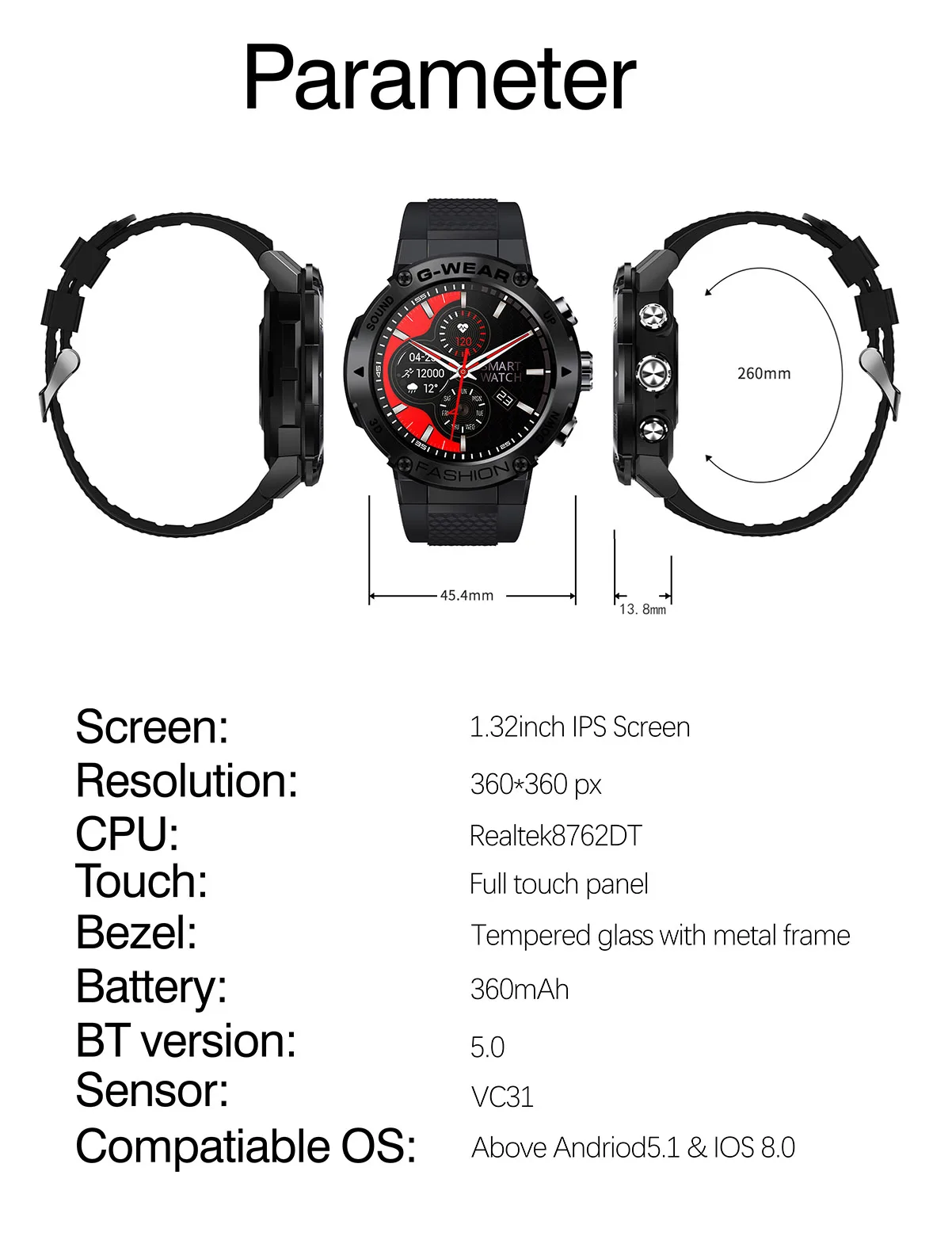 Multi Function Wearable Devices Automatic Watch Touch Screen Bright ...