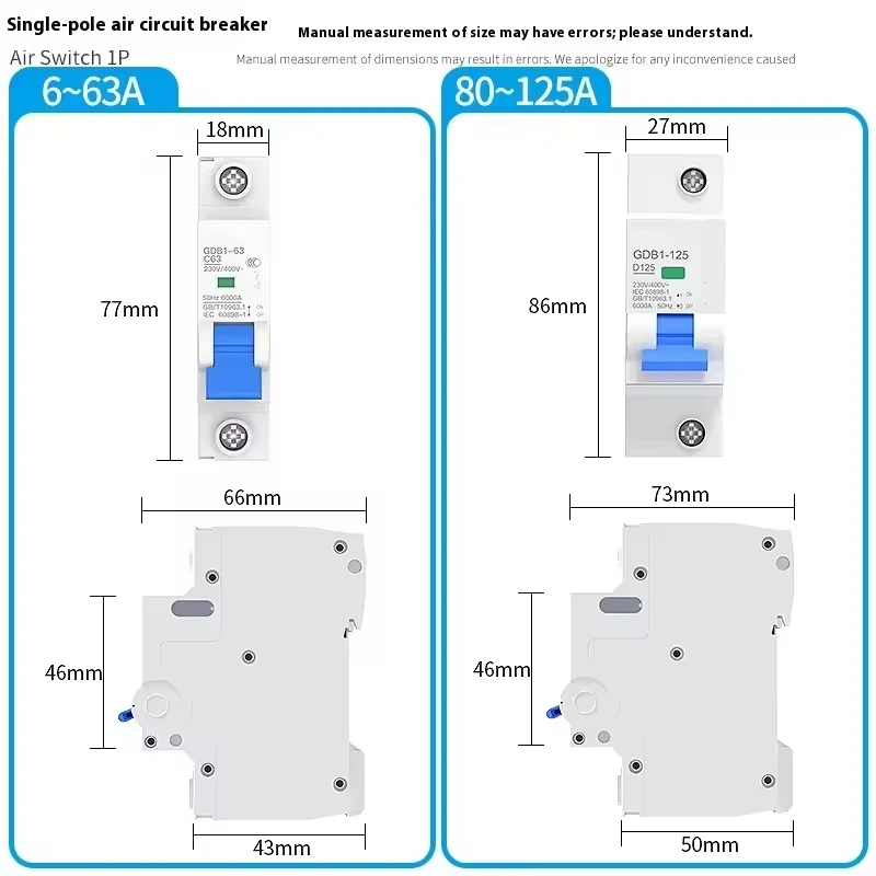High Quality Mini Circuit Breaker Micro MCB MCCB 220v 380v 2P 3P 4P 63A 80A 100A 125A