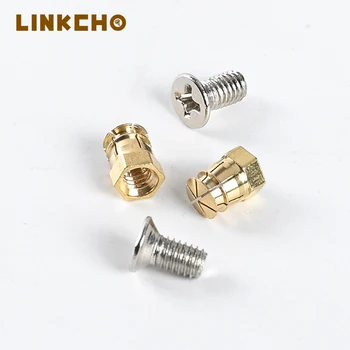 Embedded M4 Pure Copper Expansion Nut Three-in-one Copper Hexagonal Nut Expansion Nut With Cross Countersunk Screw