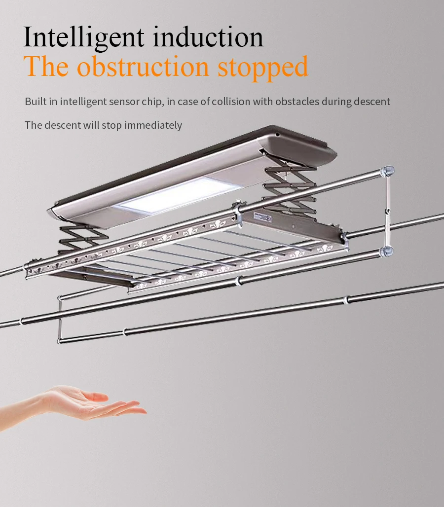 Modern Home Remote Control Electric Clothes Drying Rack Smart Wall Ceiling Lifting Automatic Retractable Aluminum Pull Hanger