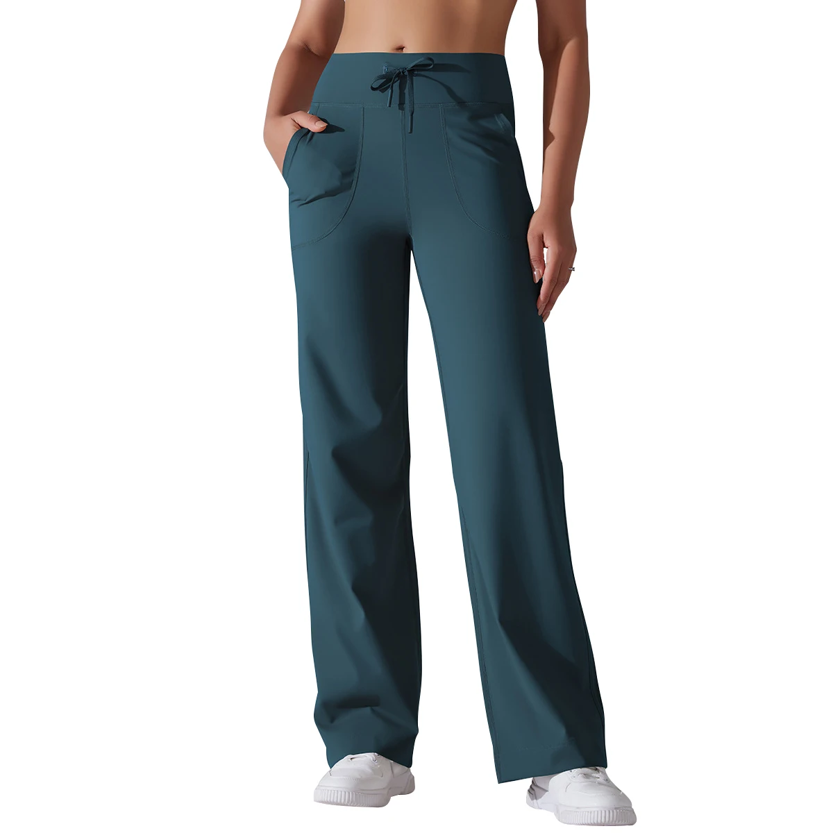 Wholesale Custom Logo Breathable Running Fitness Pocket High-waist Elastic Loose Casual Wide leg Loose legging Yoga Pants