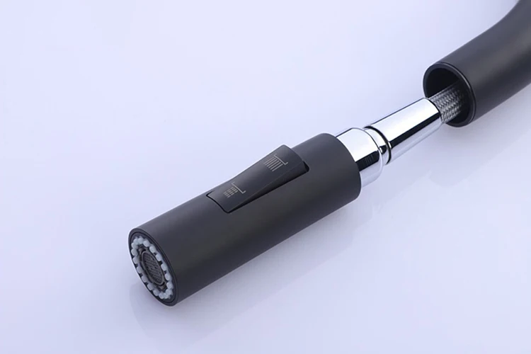 Grifo de latón negro para cocina, grifo abatible