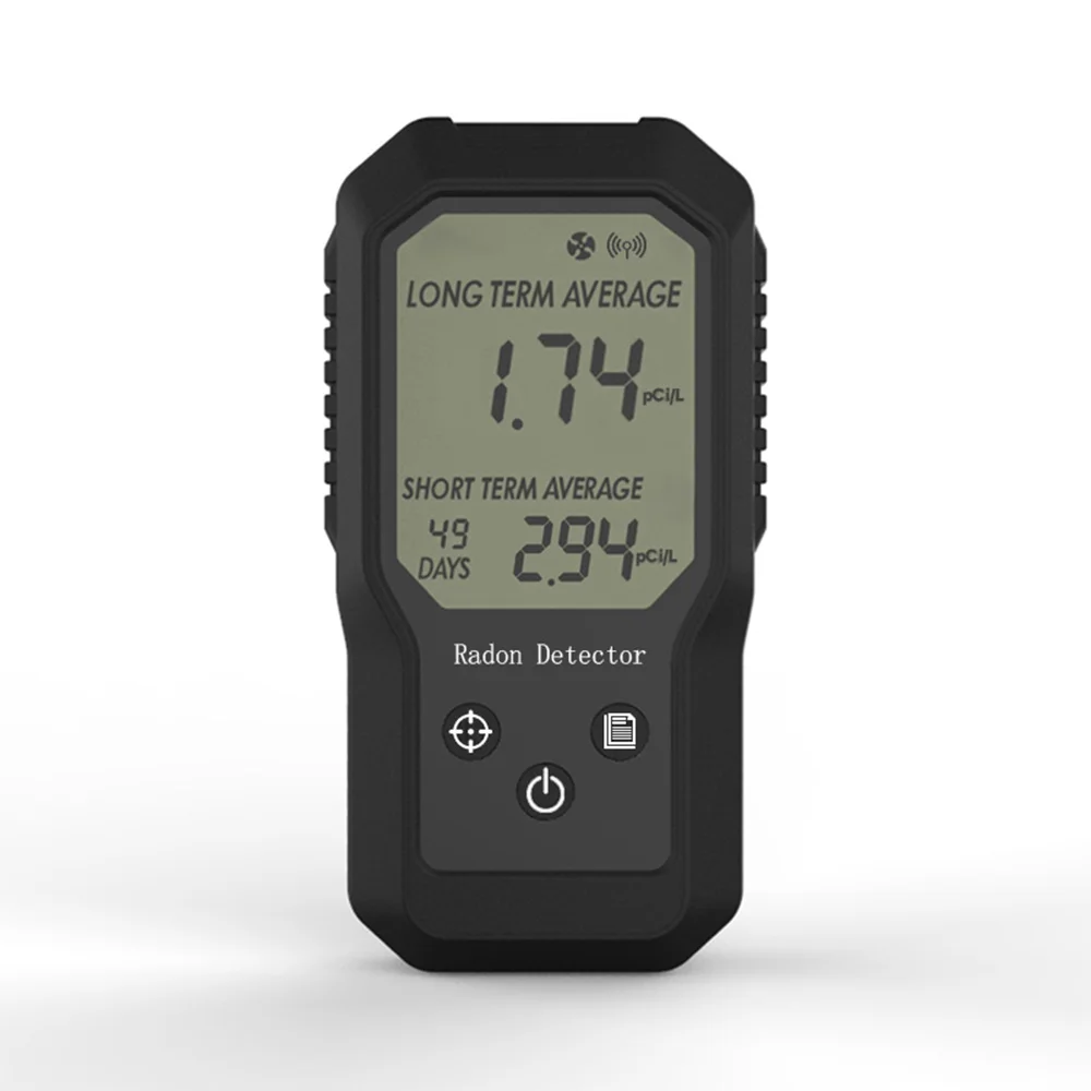 壁に取り付けられたラドン濃度検出器床壁に無色無臭ガス分析器、および