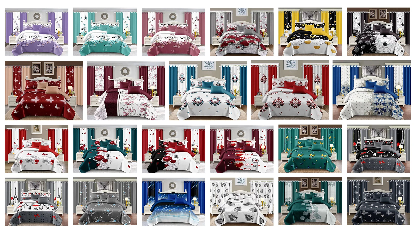 Wholesale Bedding Sets With Matching Curtains 24 Pieces Curtain Bedding