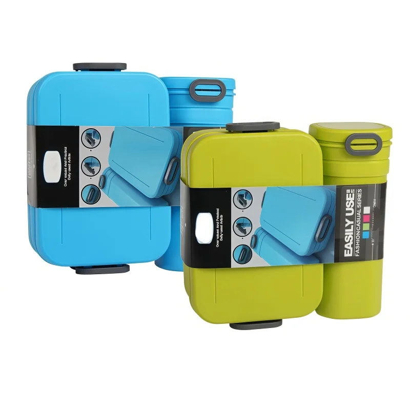 Double Buckle Sealed Bpa-free Bento Box & Bottle Set - Microwaveable Leak-proof Lunch Container with Moveable Inner Box