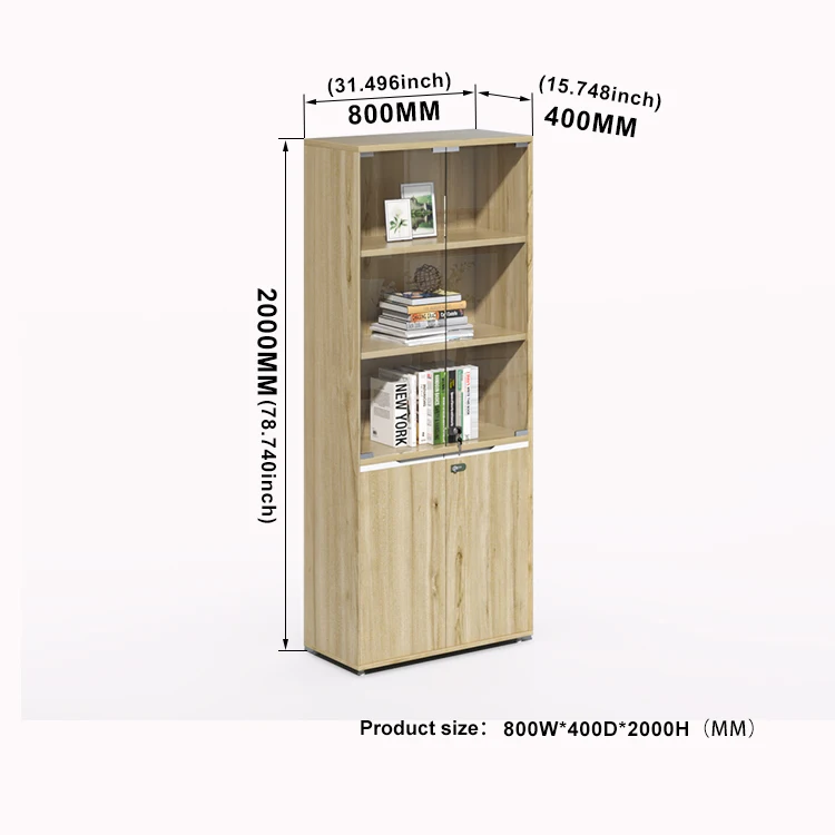 New Style Customized Modern Style Office Home School Living Room Hospital Hotel Furniture Wooden Bookcase With Glass Door Locker